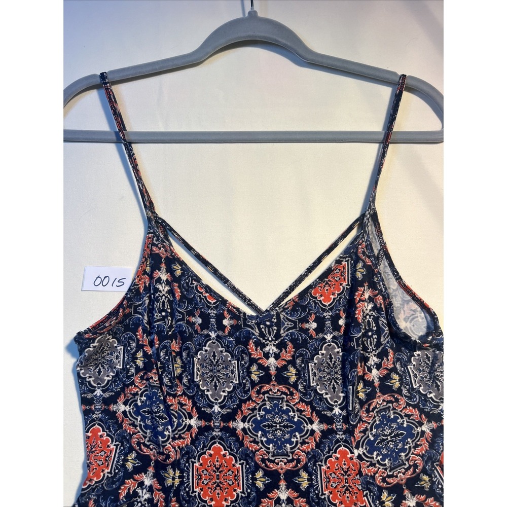 Hollister Women's SZ L Criss Cross Back V Neck Bandana Print BohoDres